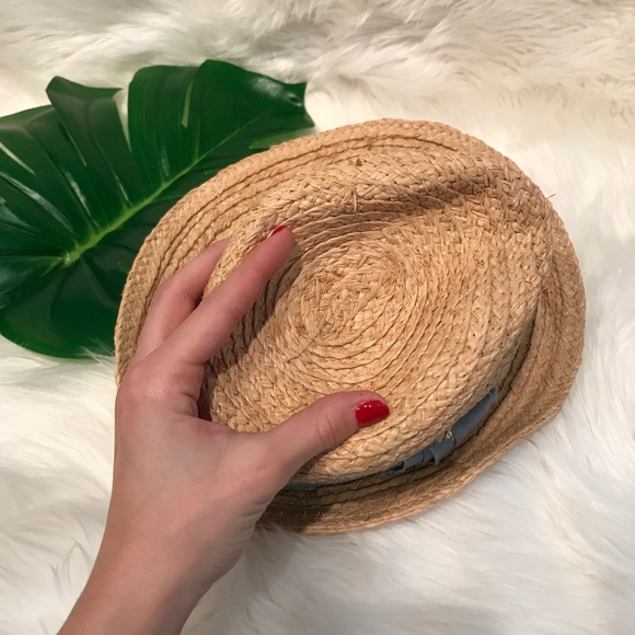 Scoop NYC Straw Chambray Bow Fedora - Picture 3 of 8